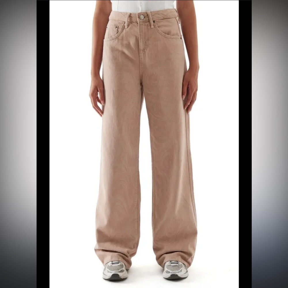 Urban Outfitters BGD Wide Leg Puddle Jeans In Tan Blush Pink Swirl 26